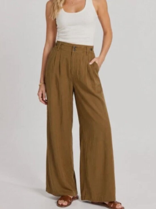 Madewell Pants - Madewell The Harlow Wide Leg Trouser Pants Acorn Tan Brown High Rise Women Sz 4